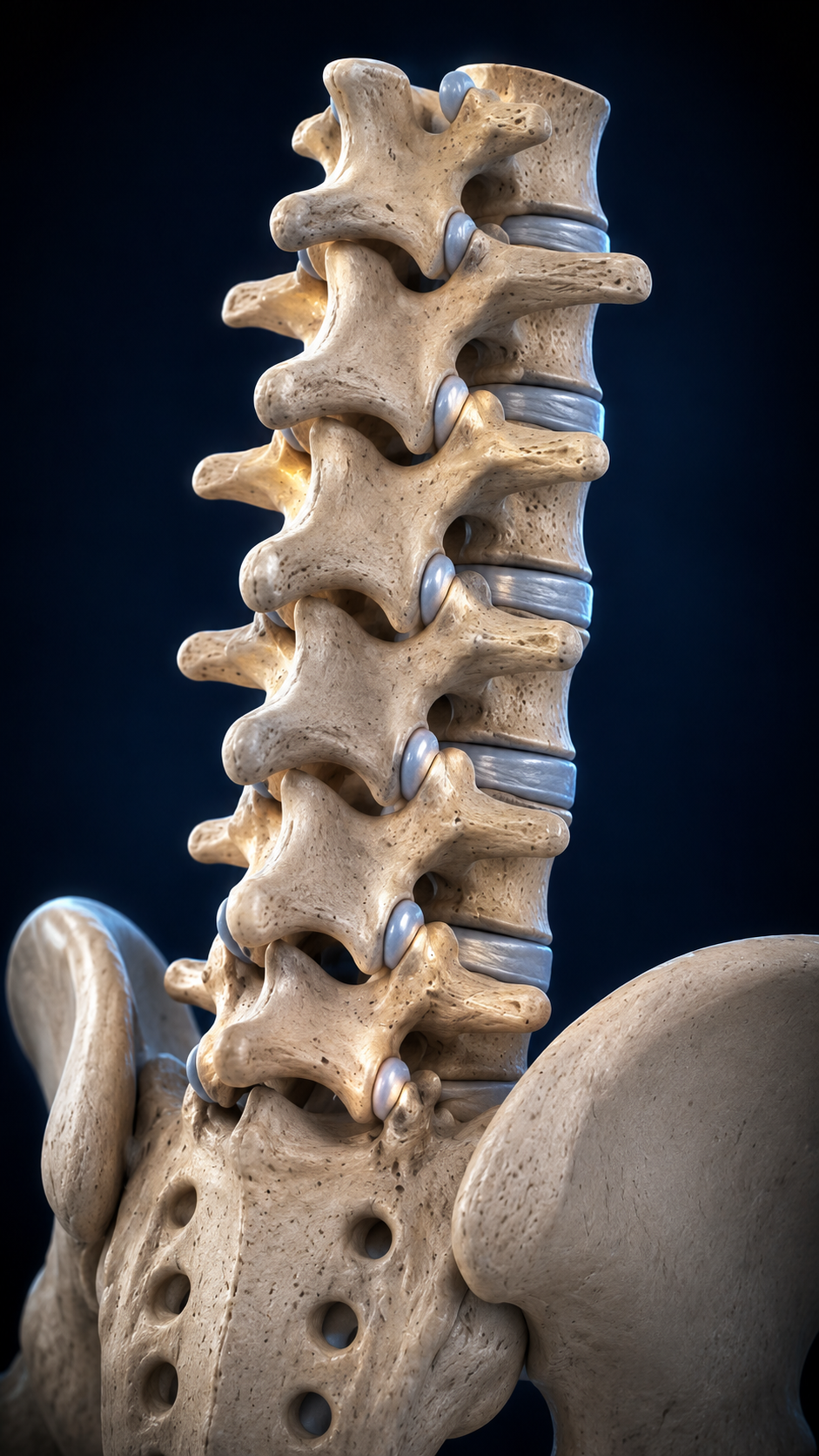 Representación anatómica de la columna lumbar